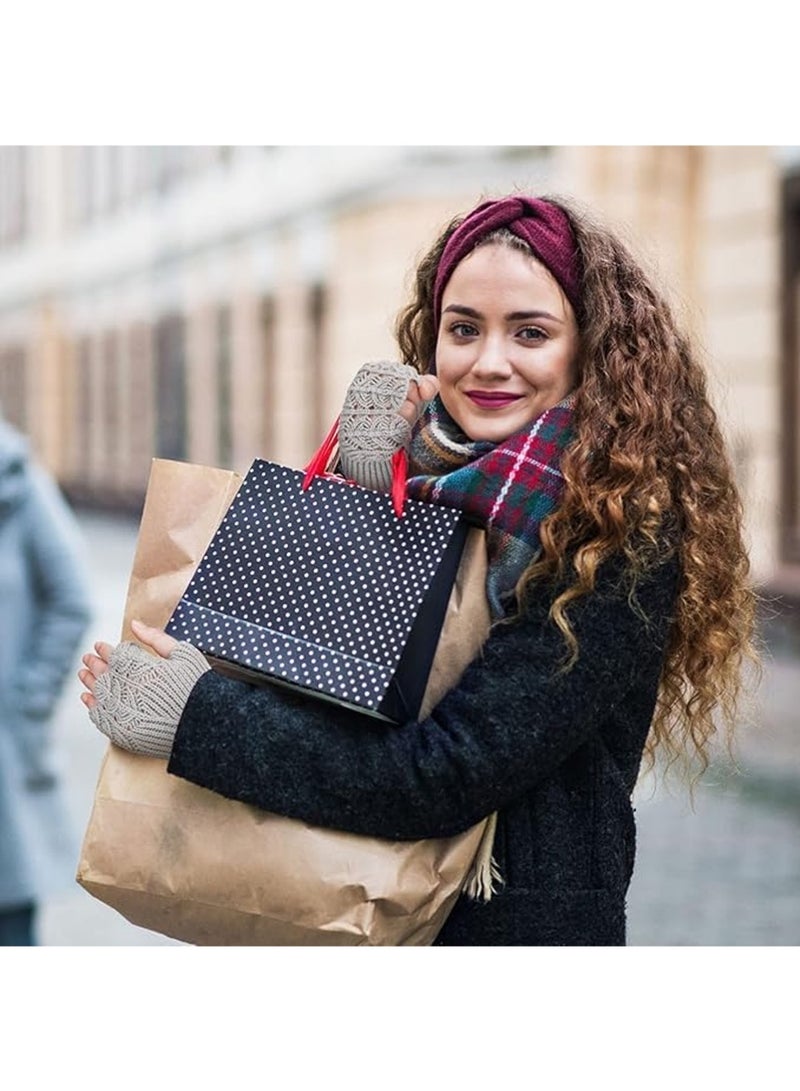 YOUGE 1Pair Winter Knit Gloves,Half Finger Gloves for Women Men,Knit Gloves Winter Stretchy Gloves for Winter Outdoor Sports,Half Finger Knit Winter Mittens Thick Wool Liner for Driving Cycling - Image 2